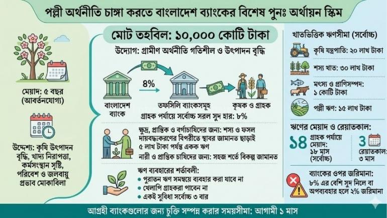 গ্রামের অর্থনীতি চাঙ্গা করতে ১০ হাজার কোটি টাকার বড় তহবিল গঠন ৮ শতাংশ সুদে ঋণ  পাবেন কৃষকেরা